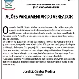 Vereador Joselicio Medina solicita atenção ao UDR
